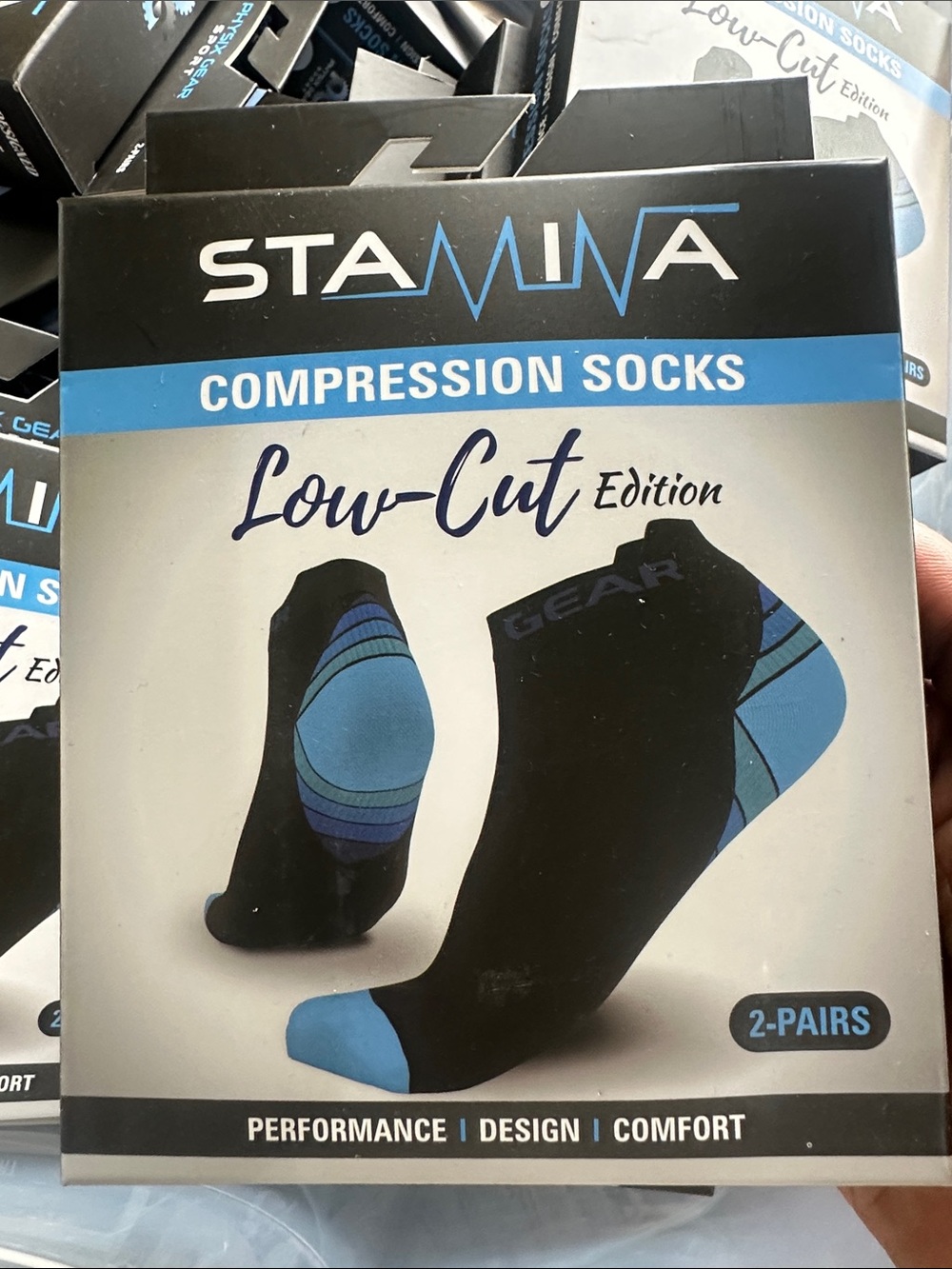 Low-Cut Compression Socks for Men - Black & Blue